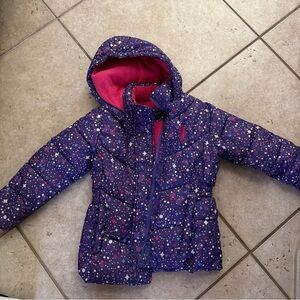 U.S. Polo Assn. Pink Fleece-Lined Jacket with Purple Polka Dot Shell